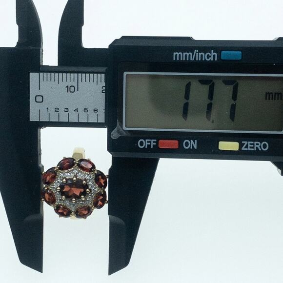 Gold Tone Sterling Silver Garnet Cluster Ring Size 6 - Picture 12 of 14